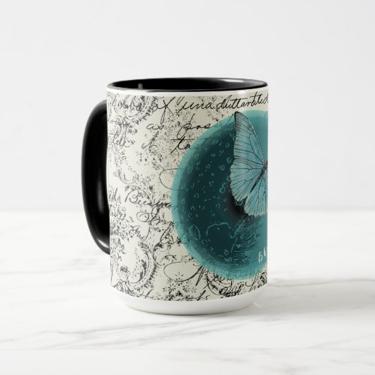 Bleu Lune Papillon Mug (Devant gauche)
