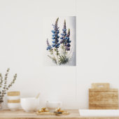 Bleu Lupine Fleurs Art Imprimer Poster (Cuisine)