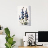 Bleu Lupine Fleurs Art Imprimer Poster (Bureau à domicile)