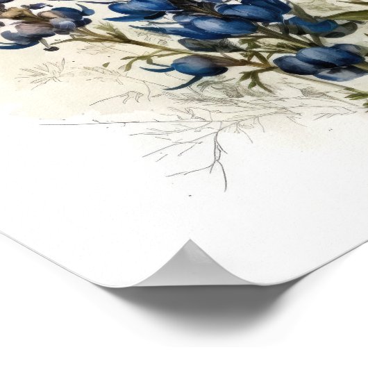 Bleu Lupine Flower Art Imprimer Poster (Coin)