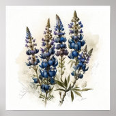 Bleu Lupine Flower Art Imprimer Poster (Devant)