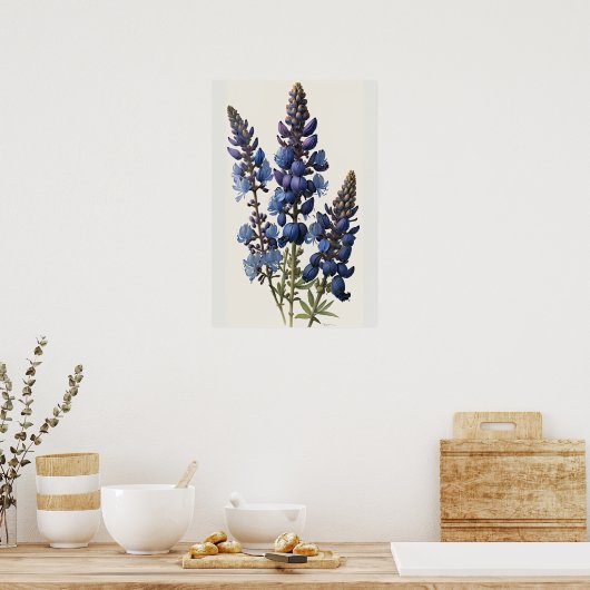 Bleu Lupine Flower Art Imprimer Poster (Cuisine)
