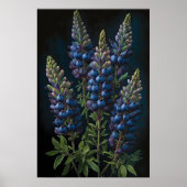 Bleu Lupine Flower Art Imprimer Poster (Devant)