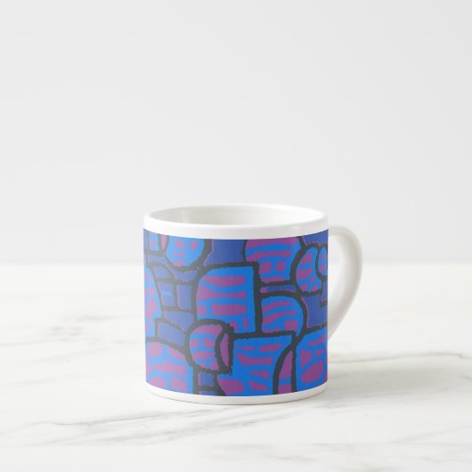 Bleu, Magenta Abstrait Espresso Mug (Devant droit)