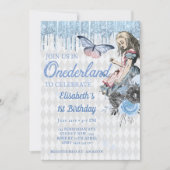 Bleu Magique Ice Alice Invitation d'anniversaire (Devant)