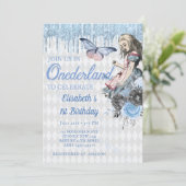 Bleu Magique Ice Alice Invitation d'anniversaire (Debout devant)
