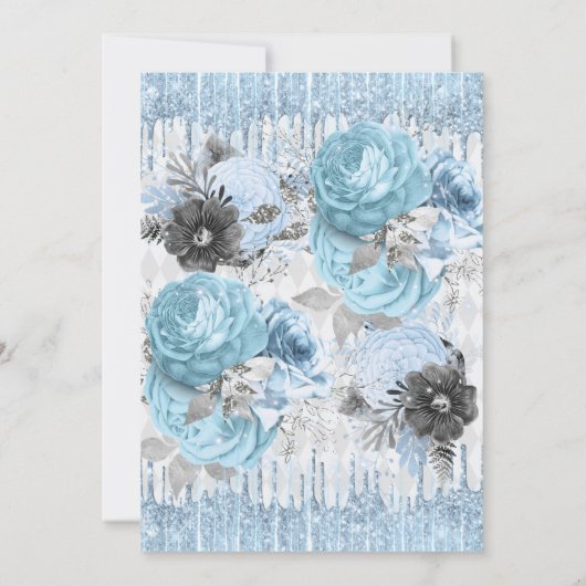 Bleu Magique Ice Alice Invitation d'anniversaire (Dos)