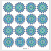 Bleu mandala 2" x 2" autocollant (Feuille)