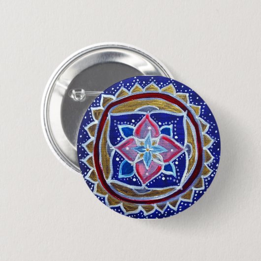 Bleu Mandala Standard, 5,7 cm (2,25 po) Badge Rond (Devant & derrière)