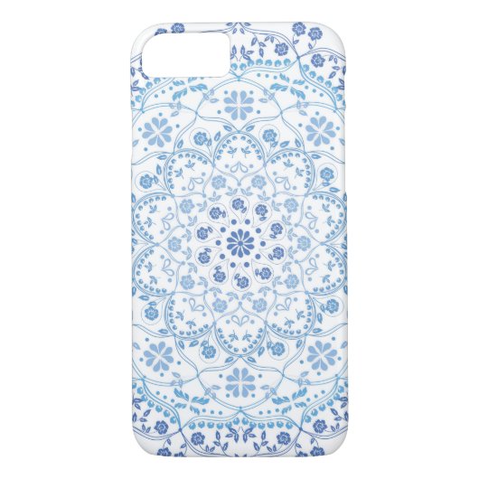 Bleu Mandala sur étui téléphonique Blanc I (Dos)