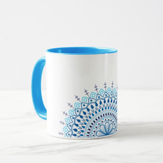 Bleu mandala tasse de café (Devant gauche)
