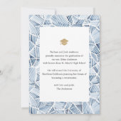 Bleu manuscrit photo Faire-part de graduation (Dos)