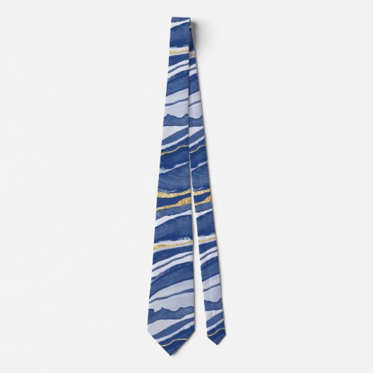 Bleu marbre Agate Cravate or (Devant)