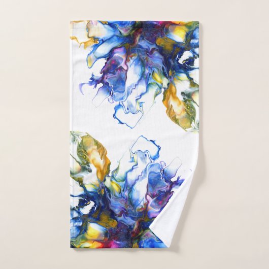 Bleu Marbre Agate Fluide Art (Serviette à main)