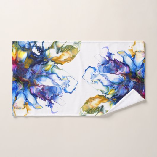 Bleu Marbre Agate Fluide Art (Serviette à main)