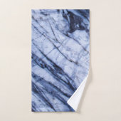 Bleu & Marbre blanc Swirl Moderne Chic (Serviette à main)