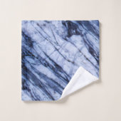Bleu & Marbre blanc Swirl Moderne Chic (Gant de toilette)