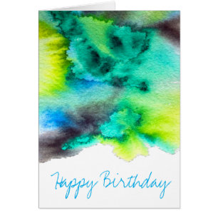 Bleu Marbre vert Tie teint aquarelle