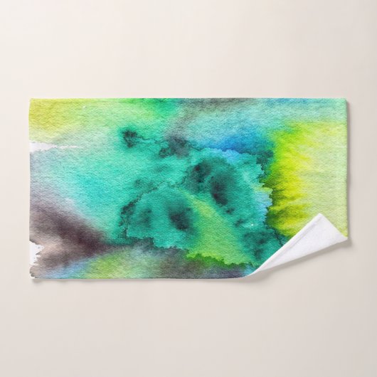 Bleu Marbre vert Tie teint aquarelle (Serviette à main)