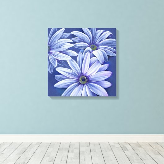 Bleu marguerite florale toile d'art original (Insitu (Plancher de Bois))