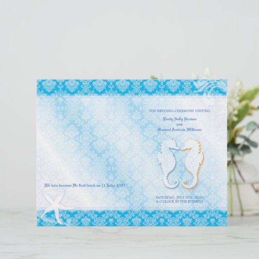 Bleu Mariage Bi Fold Programme de bord de mer (Debout devant)