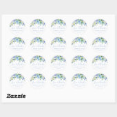 Bleu Mariage Floral Merci Favoriser Sticker (Feuille)