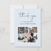 Bleu | Mariage moderne 2 Carte de remerciements ph (Devant)