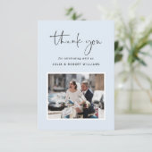 Bleu | Mariage moderne 2 Carte de remerciements ph (Debout devant)