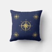 Bleu Mariage nautique Coussin Gold Compass (Verso)
