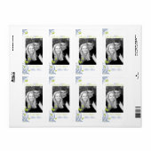 Bleu Mariage papillon de printemps Étiquette de vi (Feuille entière)