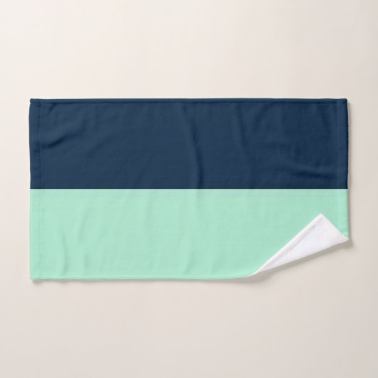 Bleu marin et Mint (Serviette à main)