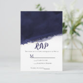 Bleu marine aquarelle or chic moderne RSVP de mari (Debout devant)