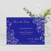Bleu marine argent faire-part de mariage à conserv (Debout devant)