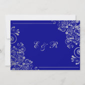Bleu marine argent faire-part de mariage à conserv (Dos)