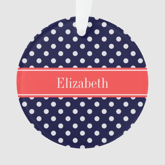 Bleu Marine Blanc Points de Polka Corail Monogramm (devant)