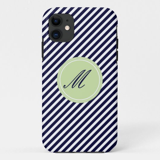 Bleu Marine & Blancs avec Monogram iPhone 5 Coque (Dos)