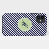 Bleu Marine & Blancs avec Monogram iPhone 5 Coque (Dos (Horizontal))