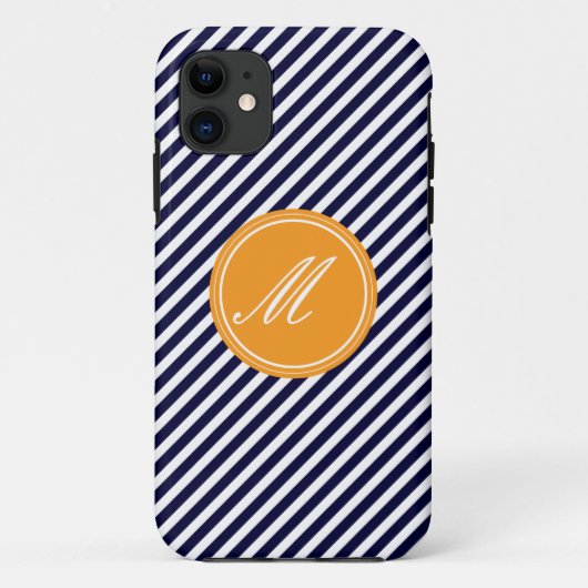 Bleu Marine & Blancs avec Monogram iPhone 5 Coque (Dos)