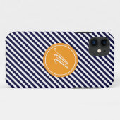Bleu Marine & Blancs avec Monogram iPhone 5 Coque (Dos (Horizontal))