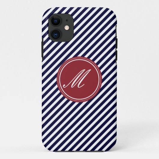 Bleu Marine & Blancs avec Monogram iPhone 5 Coque (Dos)