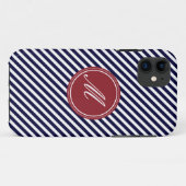 Bleu Marine & Blancs avec Monogram iPhone 5 Coque (Dos (Horizontal))