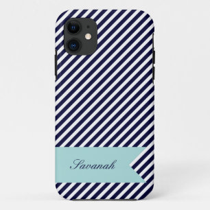 Bleu Marine & Blancs avec Monogram iPhone 5 Coque