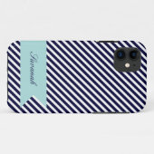 Bleu Marine & Blancs avec Monogram iPhone 5 Coque (Dos (Horizontal))