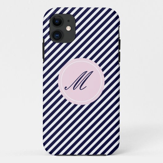 Bleu Marine & Blancs avec Monogram iPhone 5 Coque (Dos)