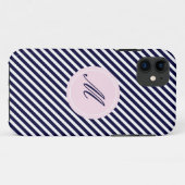 Bleu Marine & Blancs avec Monogram iPhone 5 Coque (Dos (Horizontal))