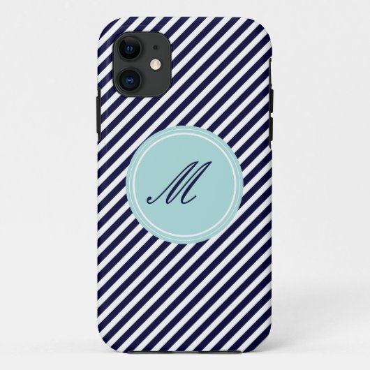 Bleu Marine & Blancs avec Monogram iPhone 5 Coque (Dos)
