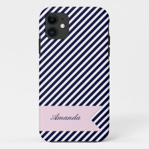 Bleu Marine & Blancs avec Monogram iPhone 5 Coque