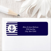 Bleu marine Bleu Étiquettes de adresse élégants (En situation)