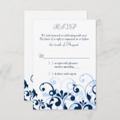 Bleu marine Bleu pâle Blanc Floral abstrait RSVP (Devant / Derrière)