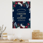 Bleu Marine | Burgundy Bloom Mariage Affiche de bi (Cuisine)